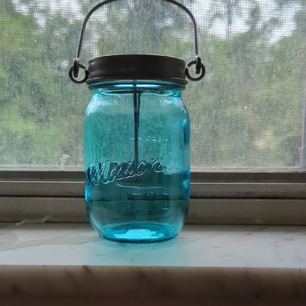 Mason Blue Accent Vase with Vintage Charm